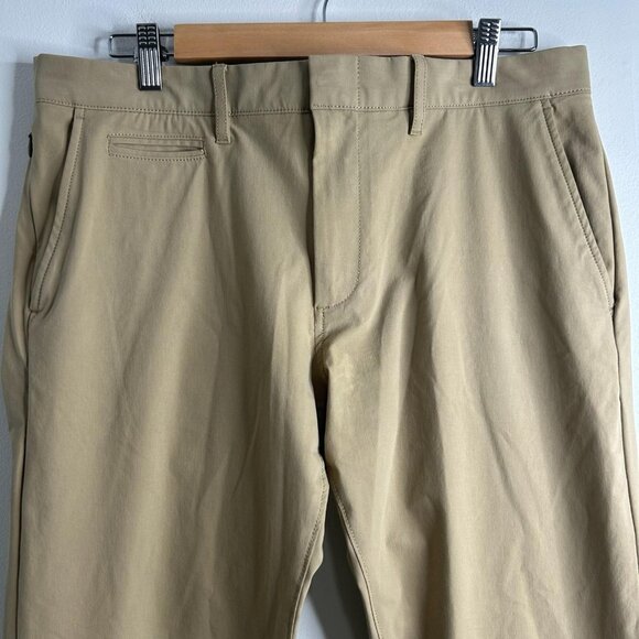 J Crew Stretch Performance Chino Pants Mens 33x34 Khaki Tan 484 Slim Zip Pocket - Picture 2 of 13